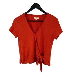 Madewell Burnt Orange “Texture‎ & Thread” Wrap Side Tie Blouse